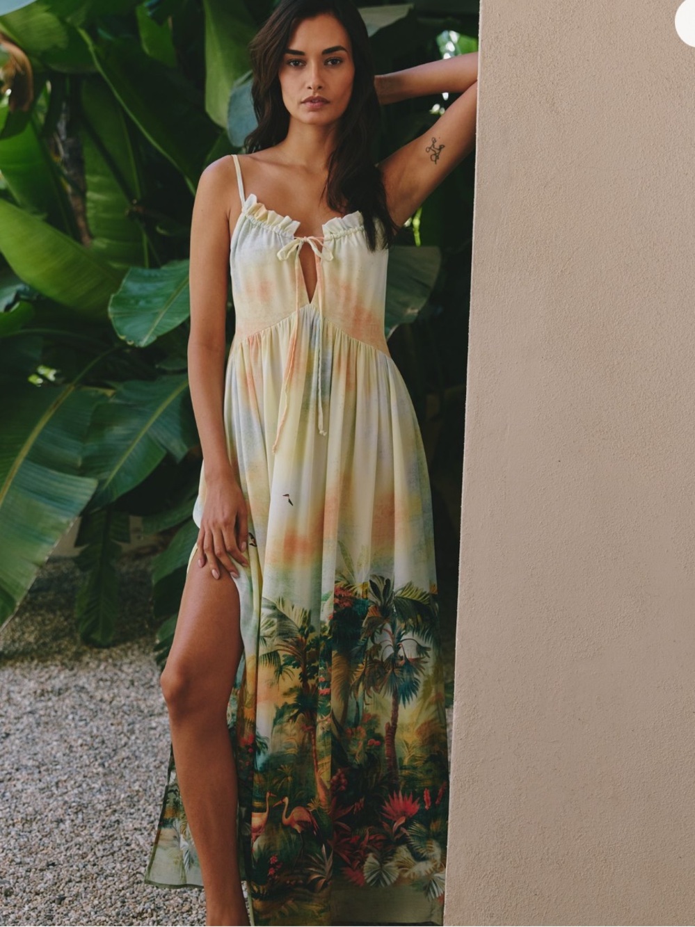 Anthropologie Women's Tropical Print Tie-Front Maxi Swim Cover-Up Dress - Multi